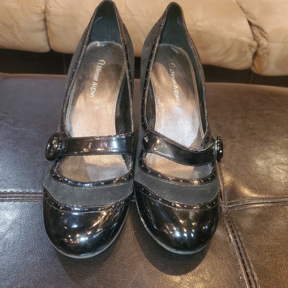Etienne Aigner Black Mary Jane Round Toe Pumps
